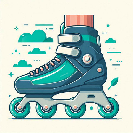 Roller skates. Colorful vector illustration in flat style.のイラスト素材
