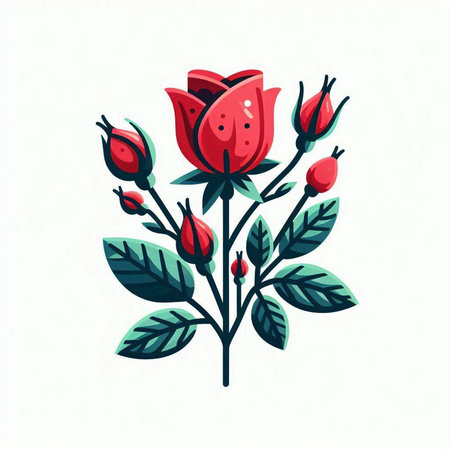 Rose hip flower isolated on white background. Hand drawn vector illustration.のイラスト素材