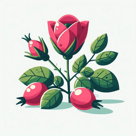 Bouquet of rosebuds and leaves. Vector illustration.のイラスト素材