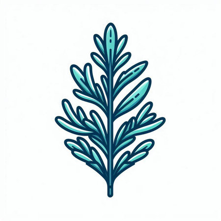 Hand drawn doodle illustration of a blue leaf isolated on white backgroundのイラスト素材