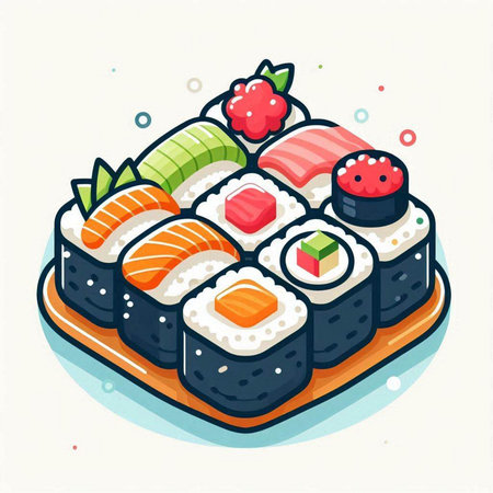 Sushi japanese food vector illustration. Sushi rolls setのイラスト素材