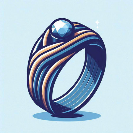 Wedding ring with diamond. Vector illustration in retro style.のイラスト素材