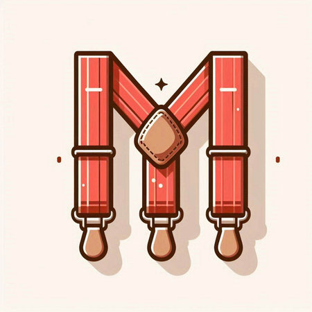 Vintage letter M with leather belt. Vector illustration eps10のイラスト素材