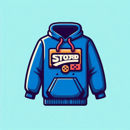 Sport hoodie isolated on blue background. Vector illustration of sportswear.のイラスト素材