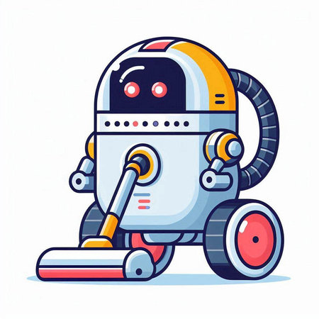 Robot vacuum cleaner. Cute cartoon character. Vector illustration.のイラスト素材