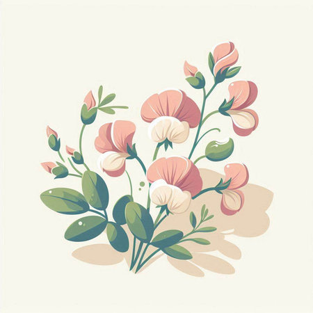 Vintage floral background with wild flowers. Hand drawn vector illustration.のイラスト素材