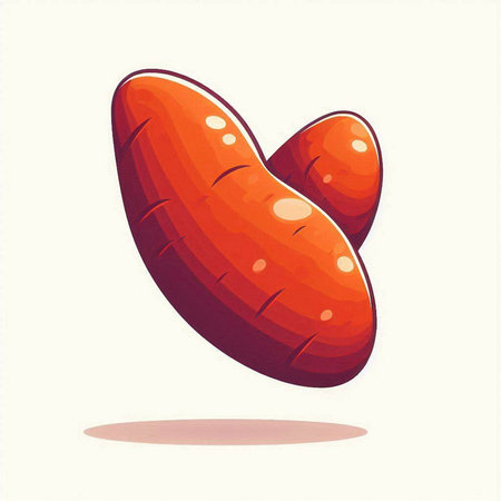 Sweet potato on a white background. Vector illustration in cartoon style.のイラスト素材