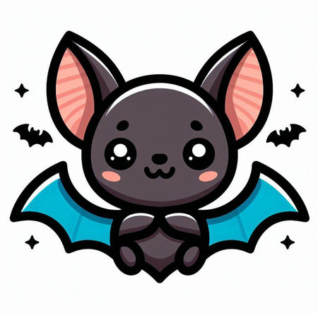Cute cartoon bat. Vector illustration. Isolated on white background.のイラスト素材