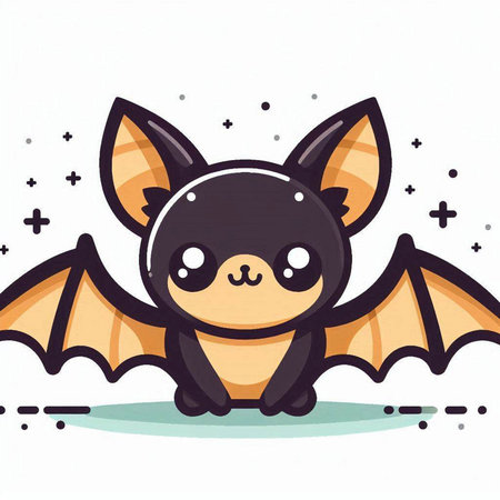 Cute cartoon bat on a white background. Vector illustration of a bat.のイラスト素材