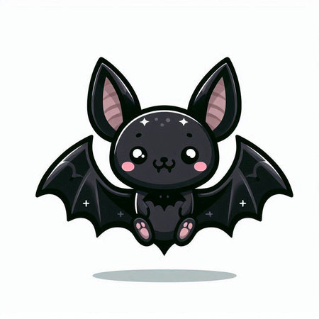 Cute cartoon bat on white background. Vector illustration. Halloween.のイラスト素材