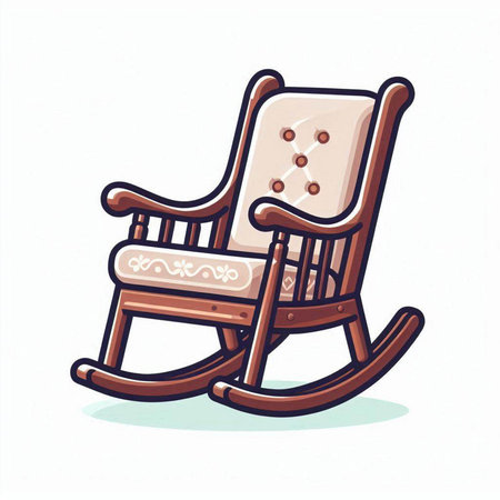 Cartoon rocking chair isolated on a white background. Vector illustration.のイラスト素材