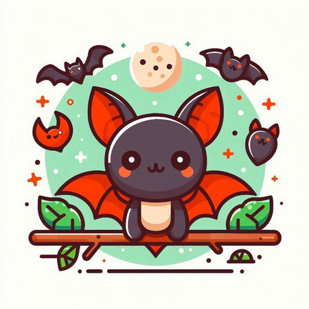 Cute cartoon vampire. Vector illustration in flat style. Halloween.のイラスト素材