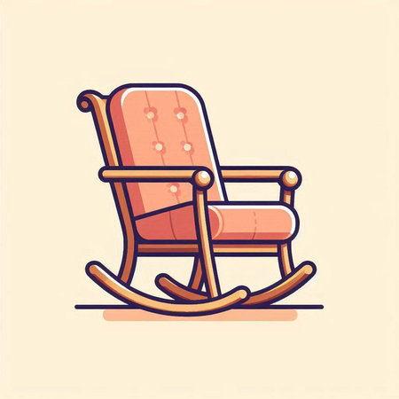 Rocking chair icon. Vector illustration in flat style. Isolated on white background.のイラスト素材