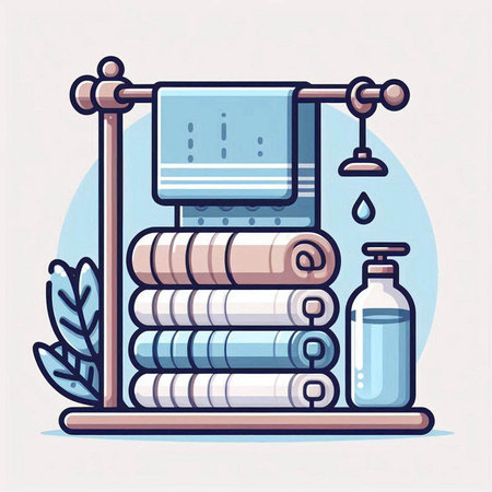 Towels and bottles of sanitizer. Vector illustration.のイラスト素材