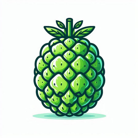 Custard apple vector icon isolated on white background. Vector illustration.のイラスト素材