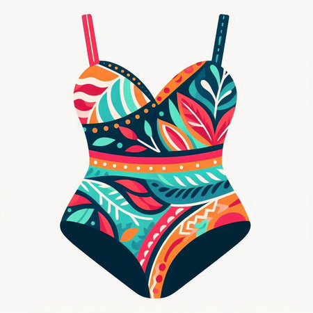 Women's swimsuit. Vector illustration. Can be used as a print on t-shirts and bags.のイラスト素材