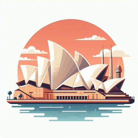 Sydney, Australia - famous landmark. Vector illustration in flat style.のイラスト素材