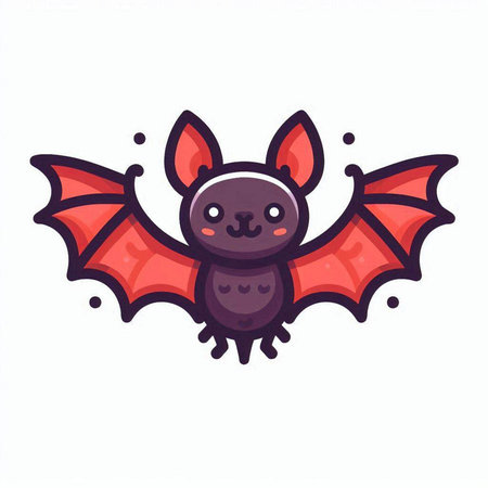 Cute cartoon bat. Vector illustration in doodle style.のイラスト素材