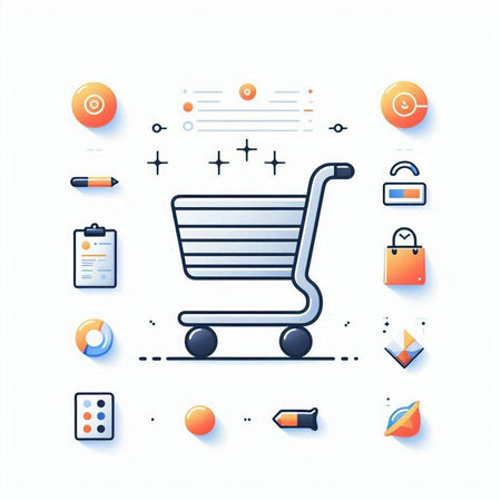 Shopping cart, online store, e-commerce concept. Vector illustrationのイラスト素材