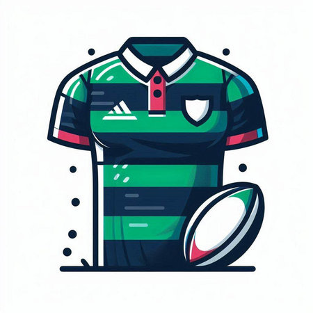 Colored vector illustration of a rugby shirt with a pattern on itのイラスト素材