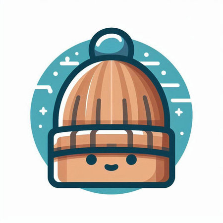 Winter hat icon. Vector illustration in flat style. Isolated on white background.のイラスト素材