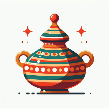 Ceramic pot. Colorful vector illustration in flat style.のイラスト素材
