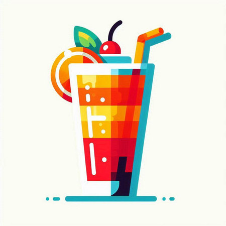 Cocktail vector illustration in flat cartoon style isolated on white background.のイラスト素材