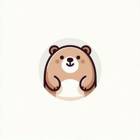 Cute bear cartoon icon. Vector illustration in modern flat style.のイラスト素材