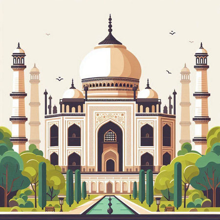 Taj Mahal in Agra, Uttar Pradesh, India.のイラスト素材