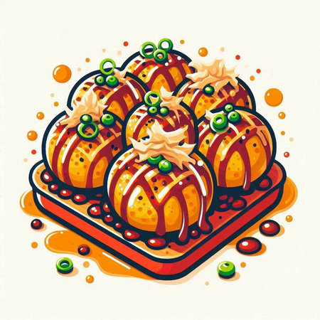 Illustration of a traditional Japanese cake on a white background. A vector illustration.のイラスト素材