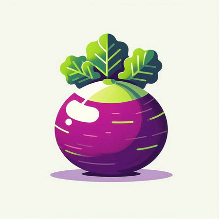 Purple kohlrabi. Vector illustration in flat style.のイラスト素材