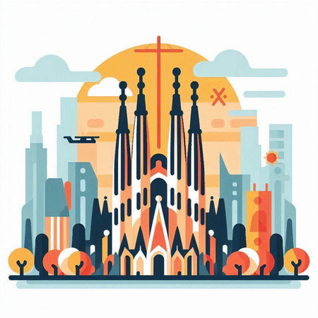 Church in flat style. Vector illustration on white background. Concept for web design.のイラスト素材