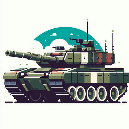 Vector illustration of a military tank on a white background. Tank in flat style.のイラスト素材