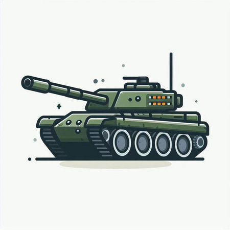 Cartoon tank isolated on white background. Vector illustration in flat style.のイラスト素材