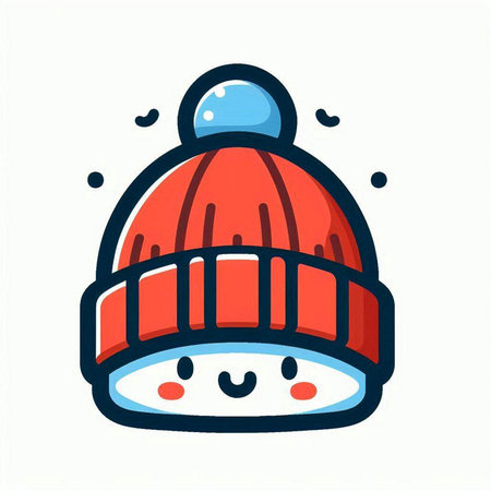 Cute knitted winter hat. Vector illustration in cartoon style.のイラスト素材