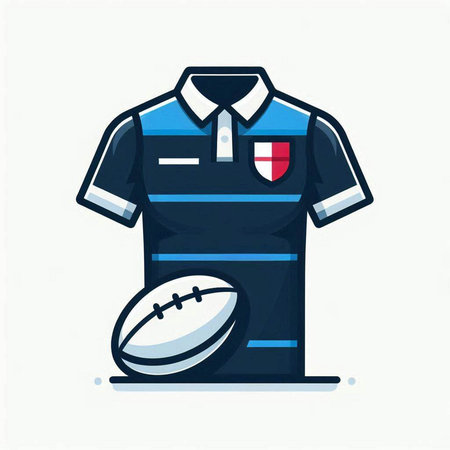 Illustration of a rugby shirt and ball isolated on a white backgroundのイラスト素材