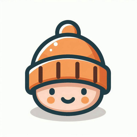 Vector illustration of a cute smiling cartoon boy in a knitted hatのイラスト素材