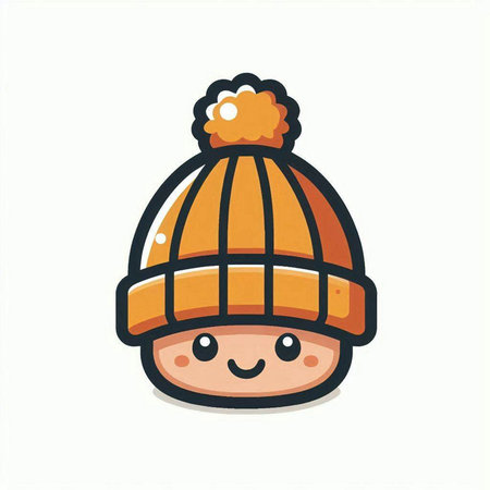 Cute winter hat kawaii cartoon icon. Vector illustration.のイラスト素材