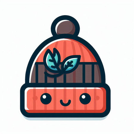 Cute knitted hat. Vector illustration in a flat style.のイラスト素材