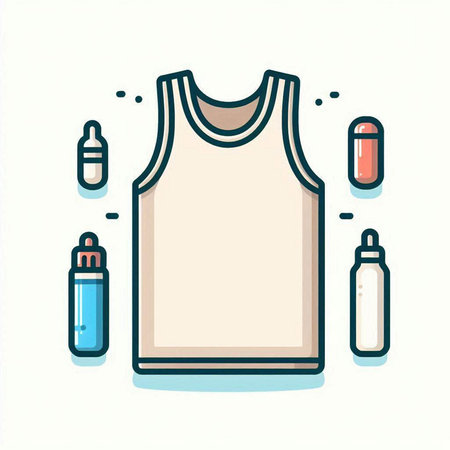 Sleeveless T-Shirt and Essential Oil Bottle Vector Iconのイラスト素材