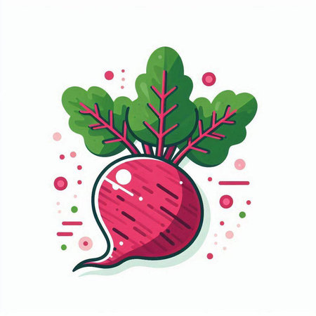 Radish flat color icon. Radish vegetable. Vector illustration.のイラスト素材