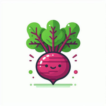 Beetroot flat color icon. Vector illustration. Vegetable with smiling face.のイラスト素材