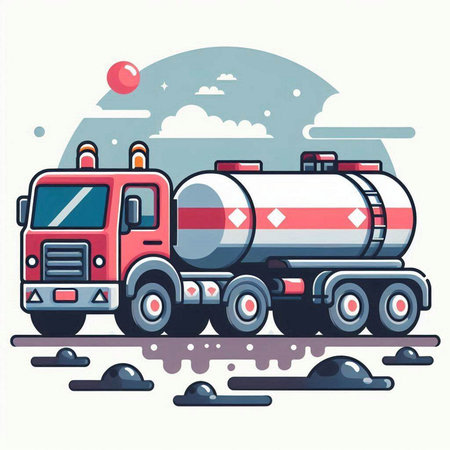 Tanker truck. Tanker truck. Vector illustration in flat styleのイラスト素材