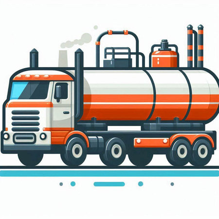 Vector illustration of a tanker truck on the road. Side view.のイラスト素材
