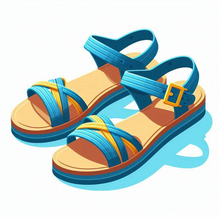 Summer sandals on a white background. Vector illustration of a pair of sandals.のイラスト素材