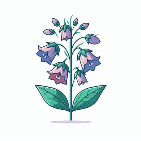Campanula flowers isolated on white background. Hand drawn vector illustration.のイラスト素材