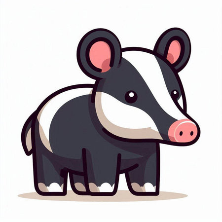 Cute cartoon badger on a white background. Vector illustration.のイラスト素材