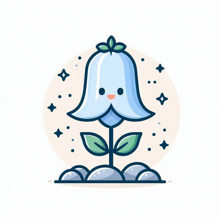 Cute kawaii flower icon. Vector illustration in flat styleのイラスト素材