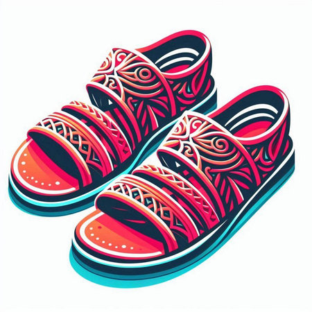 Colorful slippers isolated on a white background. Vector illustration.のイラスト素材