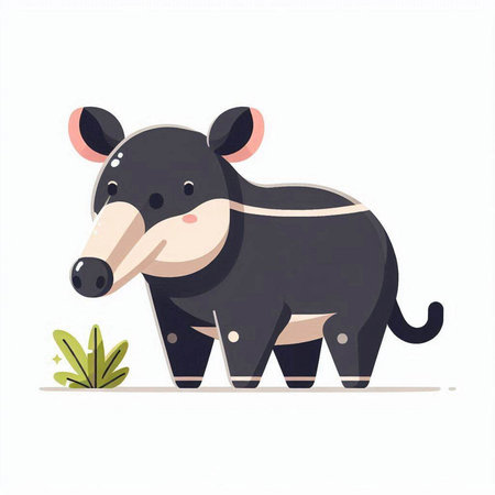 cute cartoon tapir isolated on a white background. vector illustrationのイラスト素材